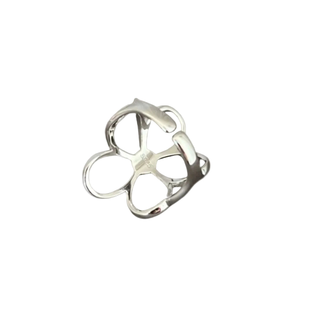 Isabella- Anillo Flor Ajustable de Plata Elegante