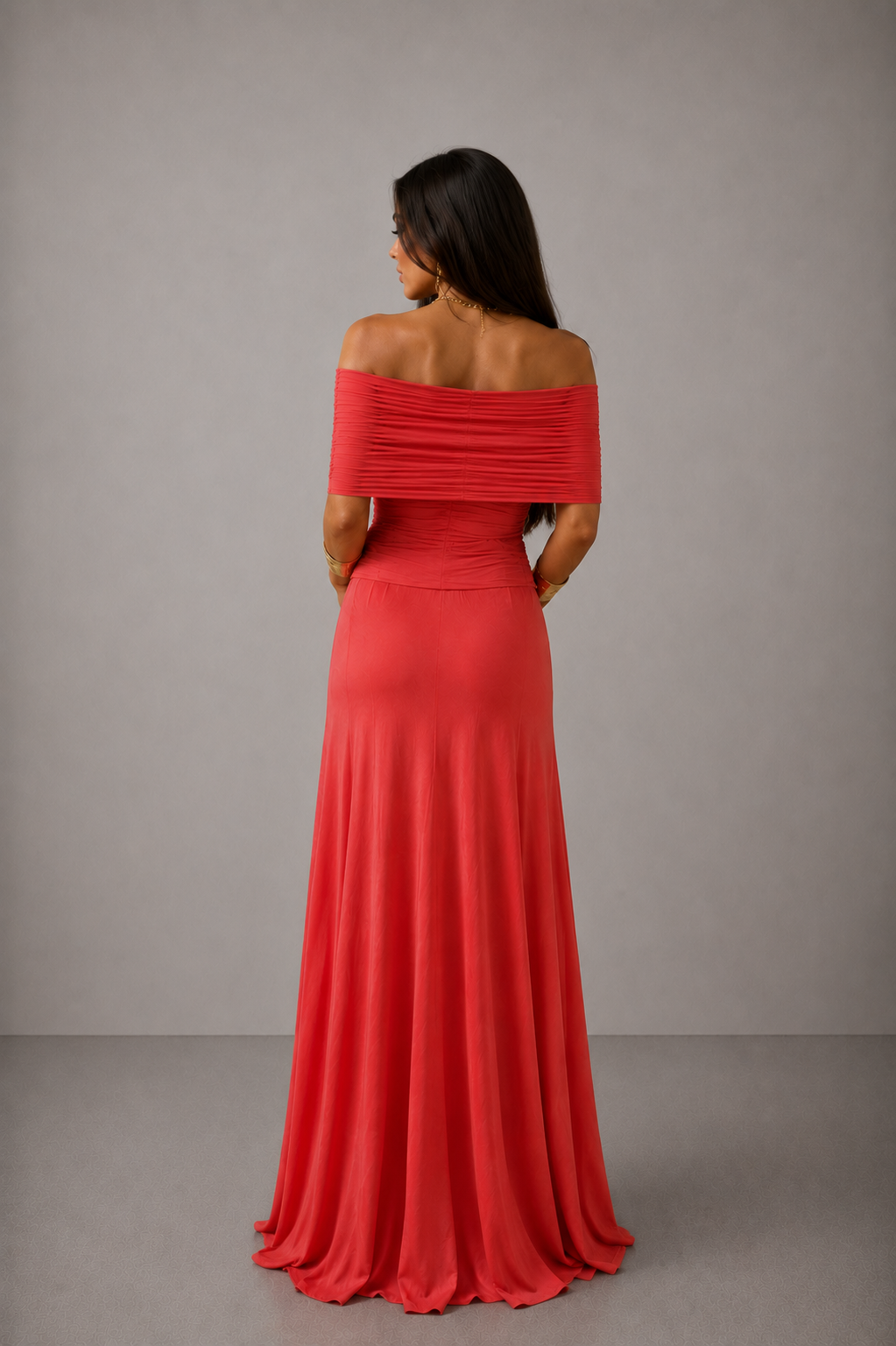 Sandra - Vestido Largo de Tül Terracota