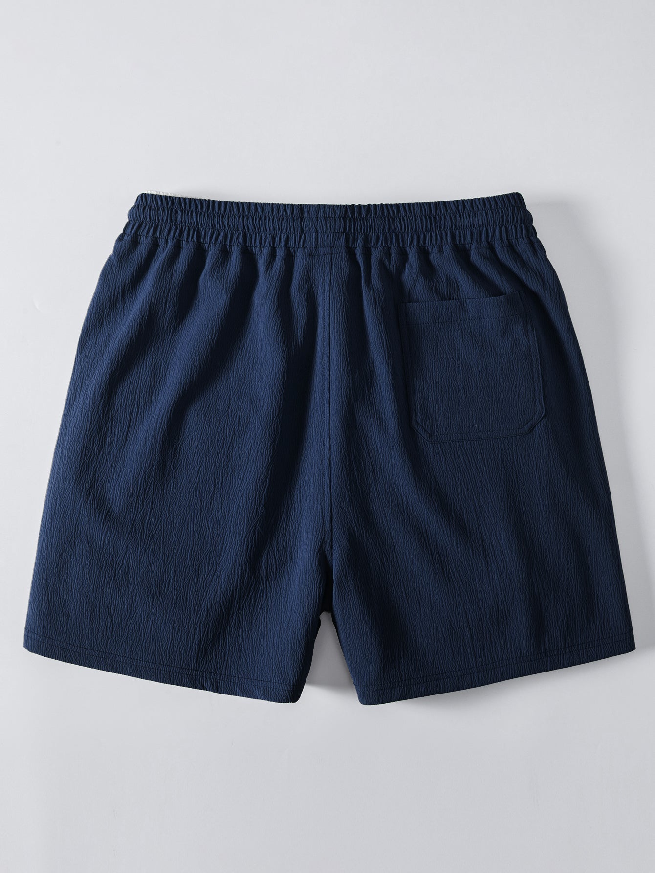 Stripe Open Knit Shirt & Crinkle Textured Drawstring 5" Shorts