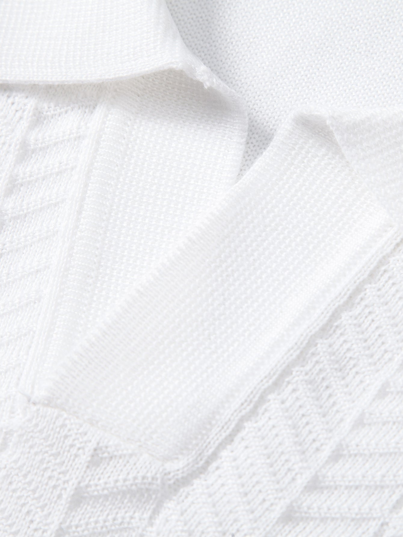Contrast Textured Jacquard V Neck Knit Polo & Elastic Waist Chino Shorts