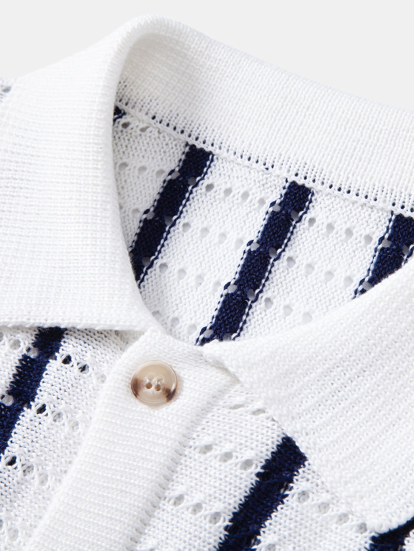 Stripe Open Knit Shirt & Crinkle Textured Drawstring 5" Shorts