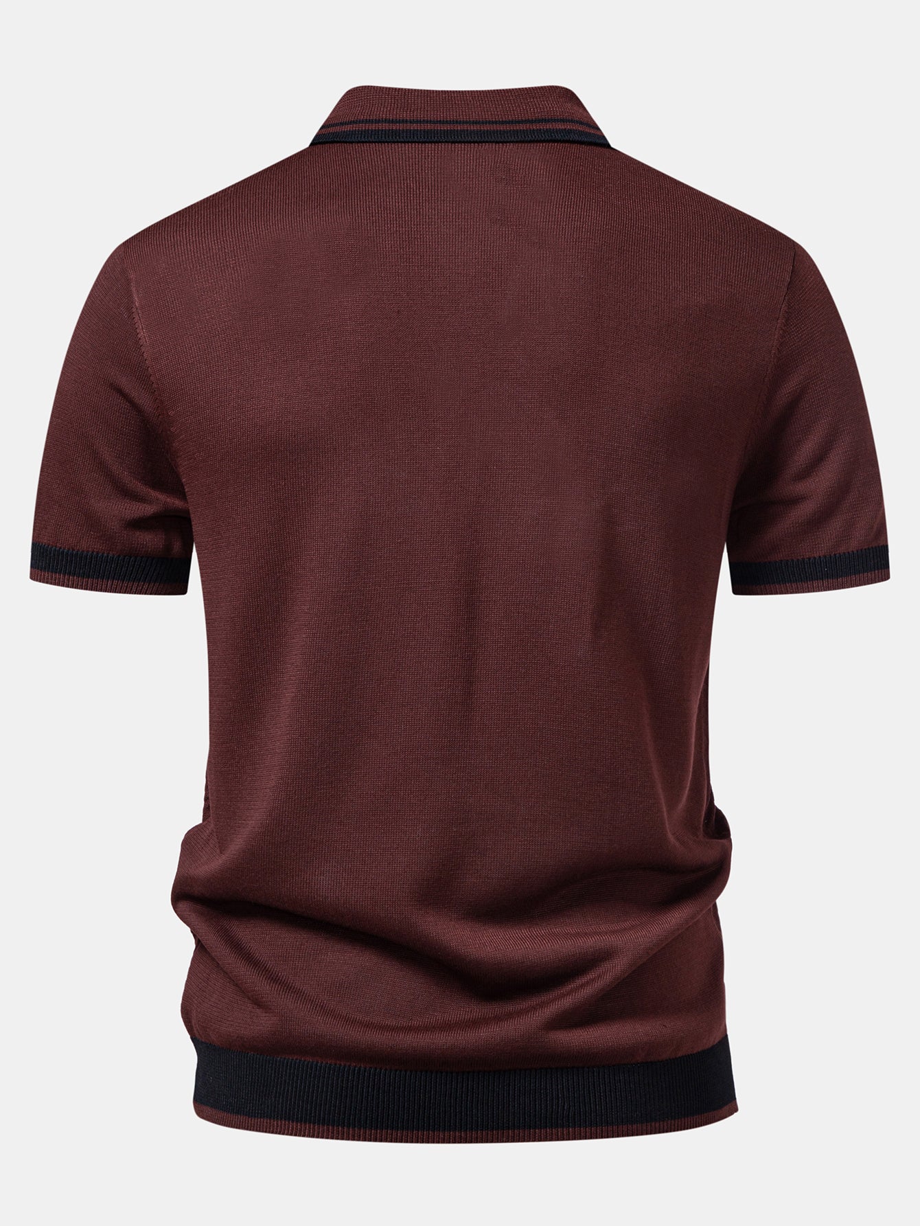 Contrast Textured Jacquard V Neck Knit Polo & Elastic Waist Chino Shorts