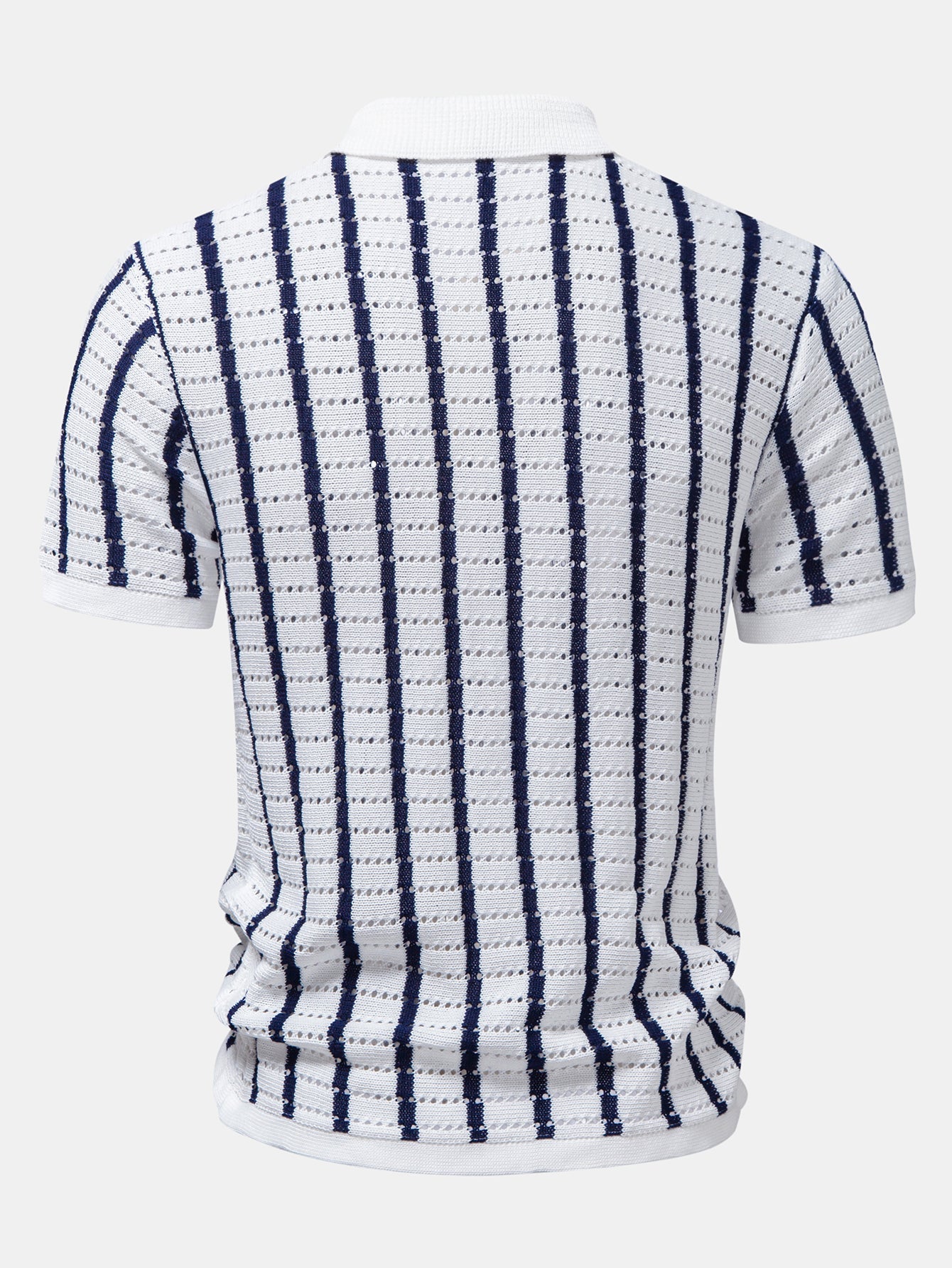 Stripe Open Knit Shirt & Crinkle Textured Drawstring 5" Shorts