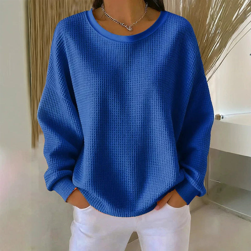 Carlota - Sudadera con Textura Waffle y Corte Holgado