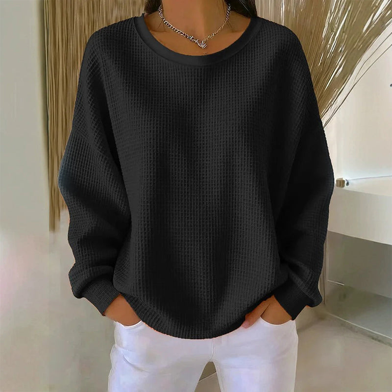 Carlota - Sudadera con Textura Waffle y Corte Holgado