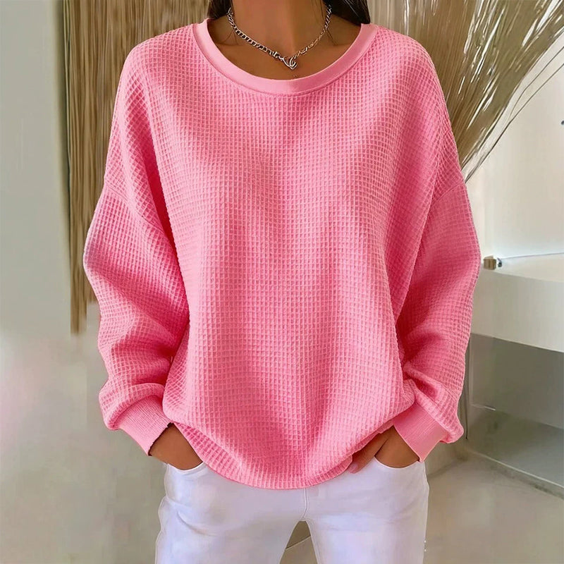 Carlota - Sudadera con Textura Waffle y Corte Holgado