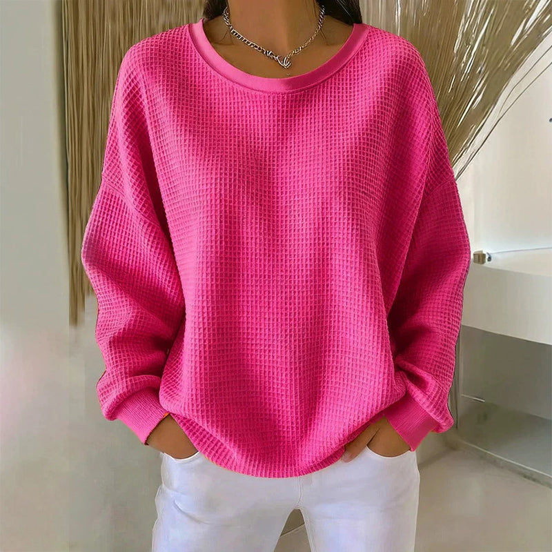 Carlota - Sudadera con Textura Waffle y Corte Holgado